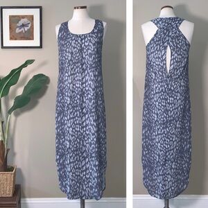 L’Agence Blue Animal Print Casual Sleeveless Criss Cross Open Back Dress, Size 2